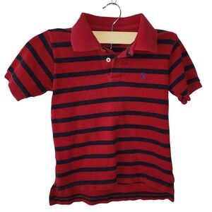 Ralph Lauren Polo Short Sleeve‎ Blue/White Striped Shirt Youth Boys Size 5
